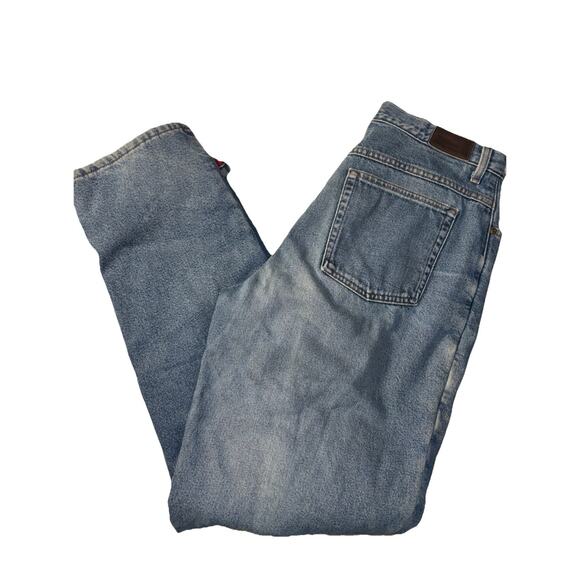 Vintage Lands' End Women's 16 Reg Tall Denim Jeans Red Fleece Lined High Rise - Picture 2 of 10